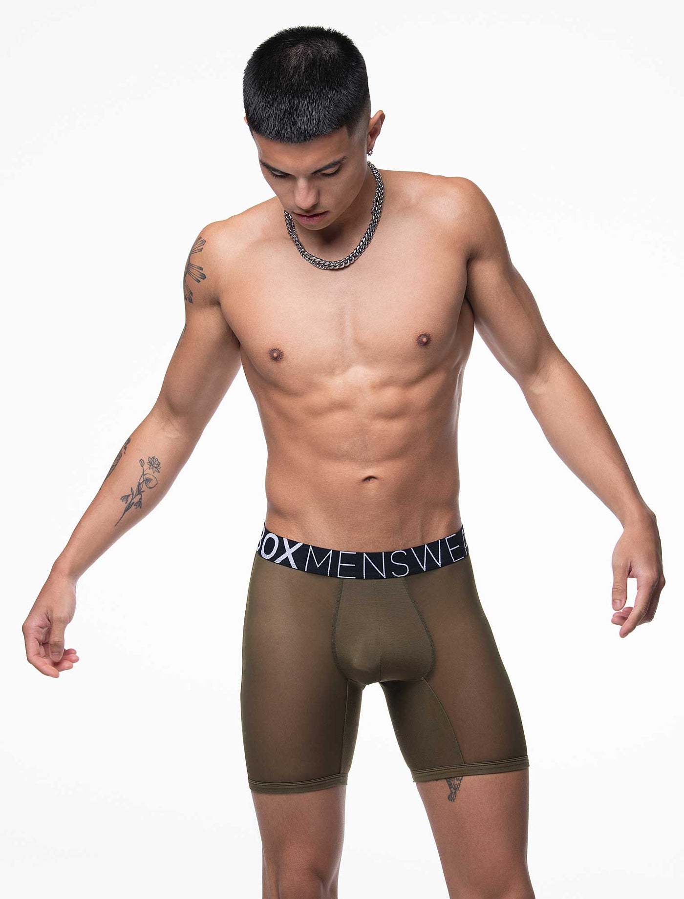 King Fit Mesh Panel - Transparent Crotch: Olive Green