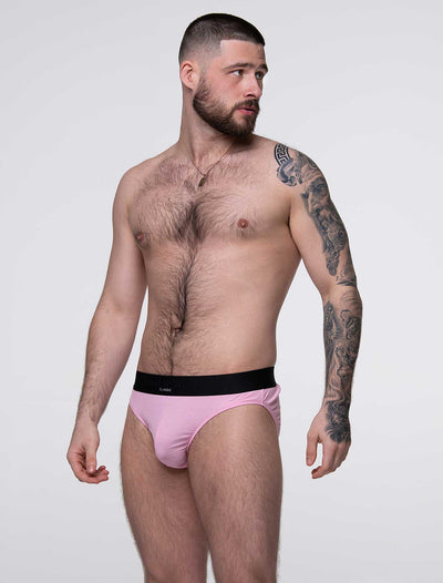 Mens Classic Ribbed Briefs - Pink