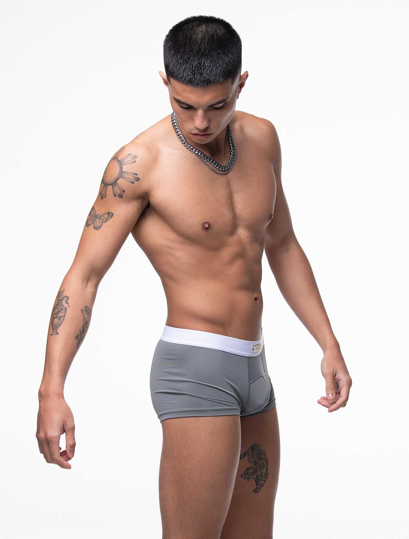 Mens Curved Mesh Boxers - Grey