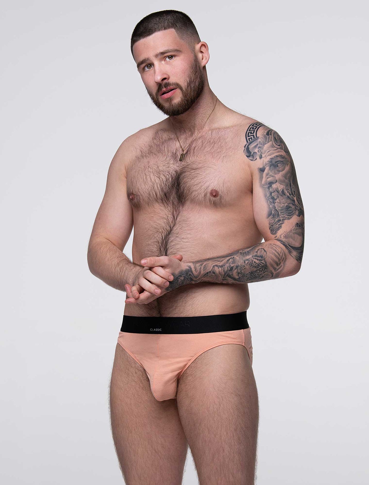 Mens Classic Ribbed Briefs - Peach