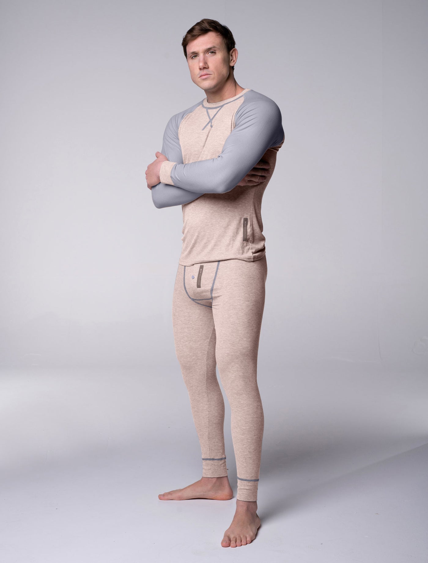 Mens Ribbed Pyjama Sets - Comfort Cream