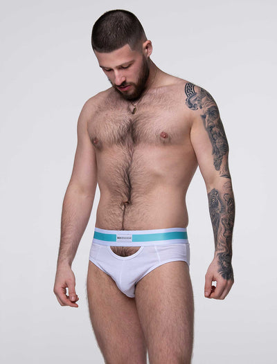 Mens Cut-Out Briefs - White