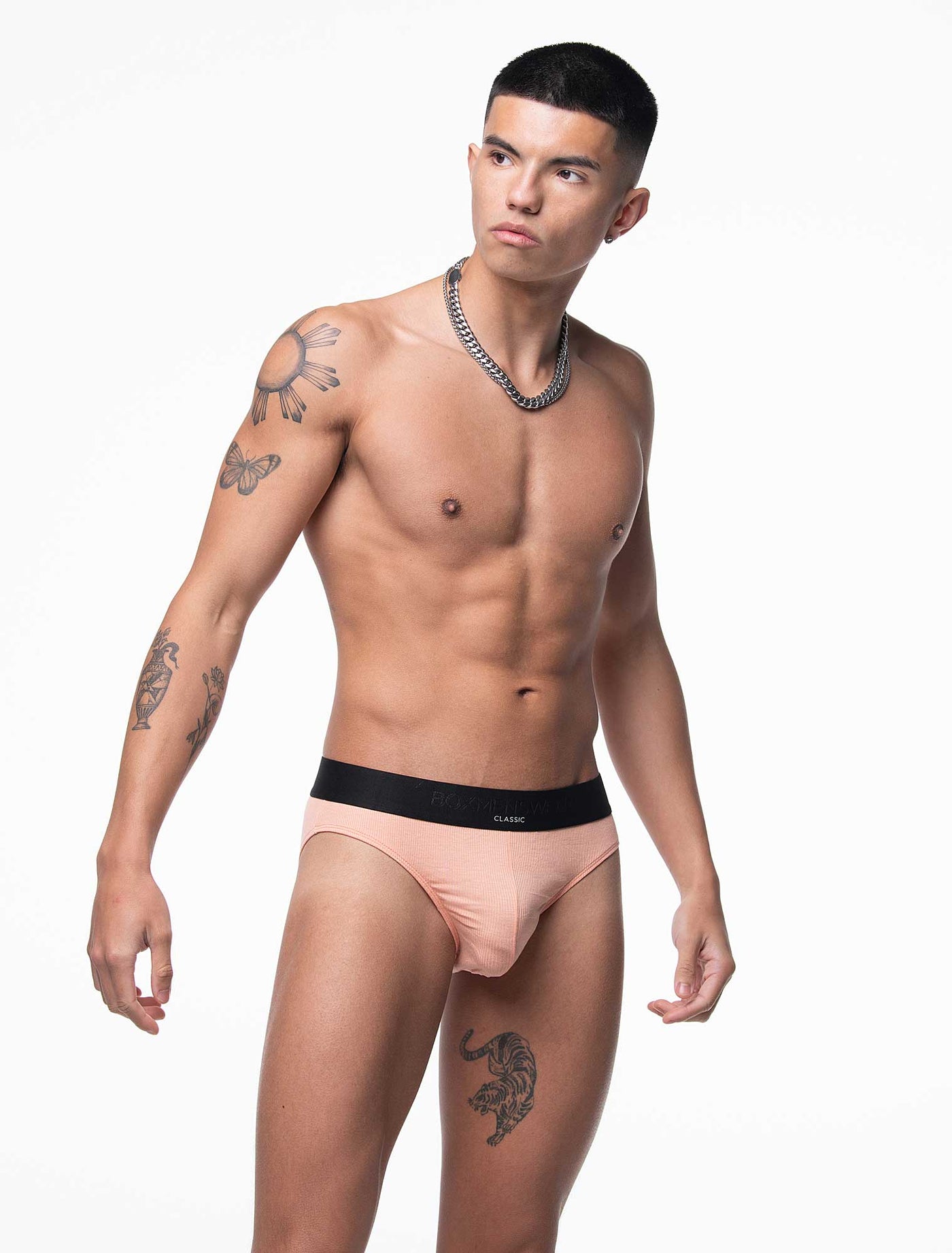 Mens Classic Ribbed Briefs - Peach