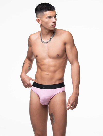 Mens Classic Ribbed Briefs - Pink