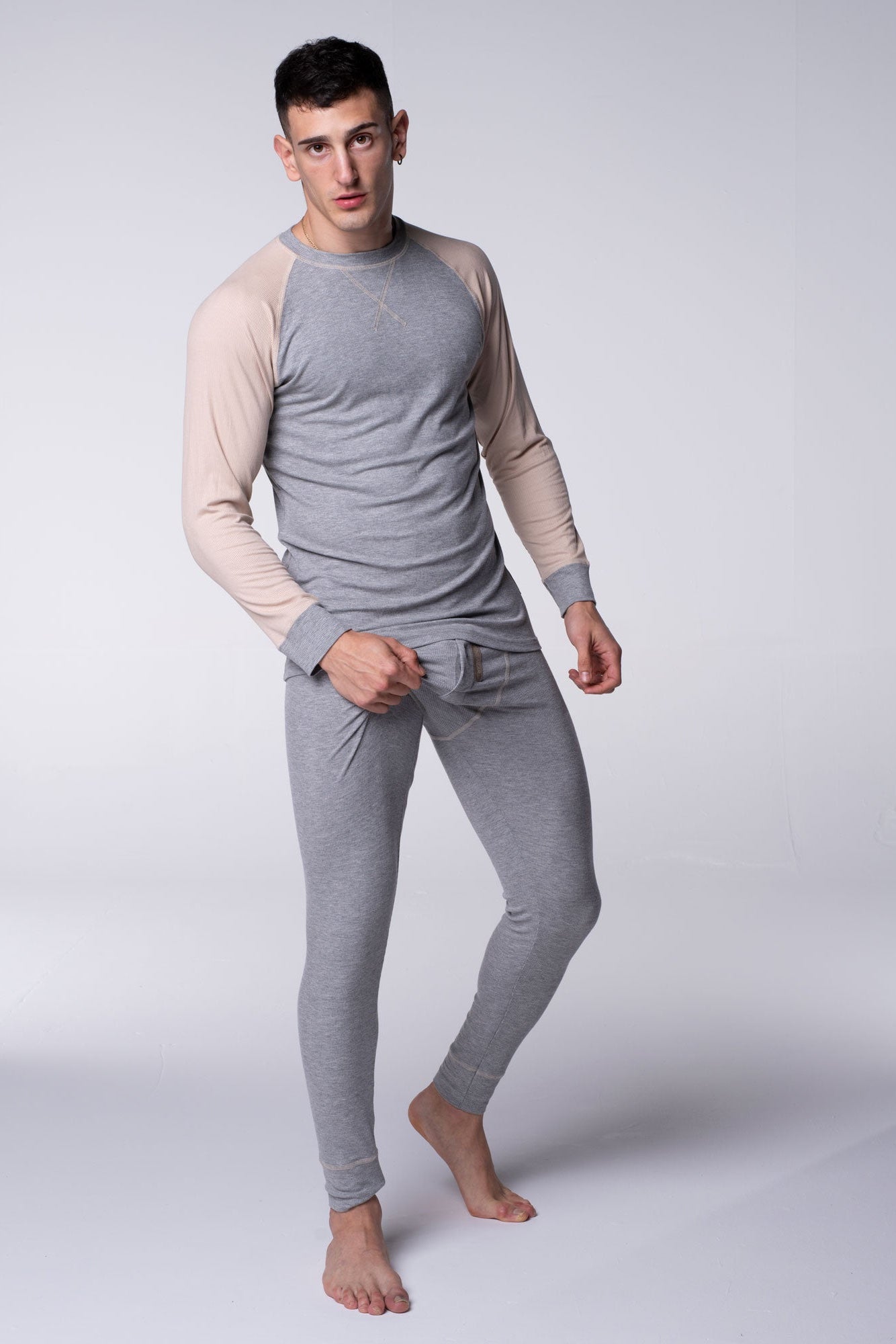 Mens Ribbed Pyjama Sets - Melange Grey - boxmenswear - {{variant_title}}