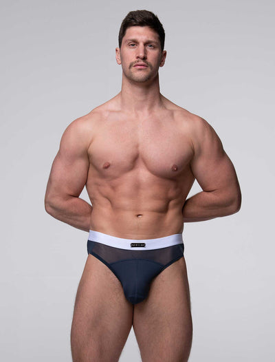 Mens Curved Mesh Briefs - Navy