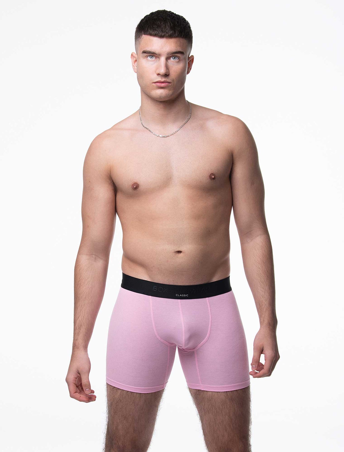 Mens Classic Ribbed Boxers - Pink