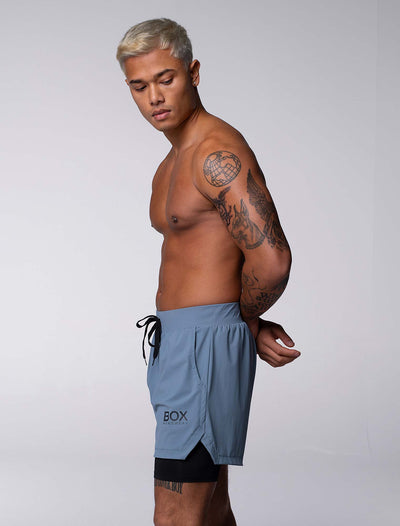 Mens Double Layer Sports Shorts - Charcoal