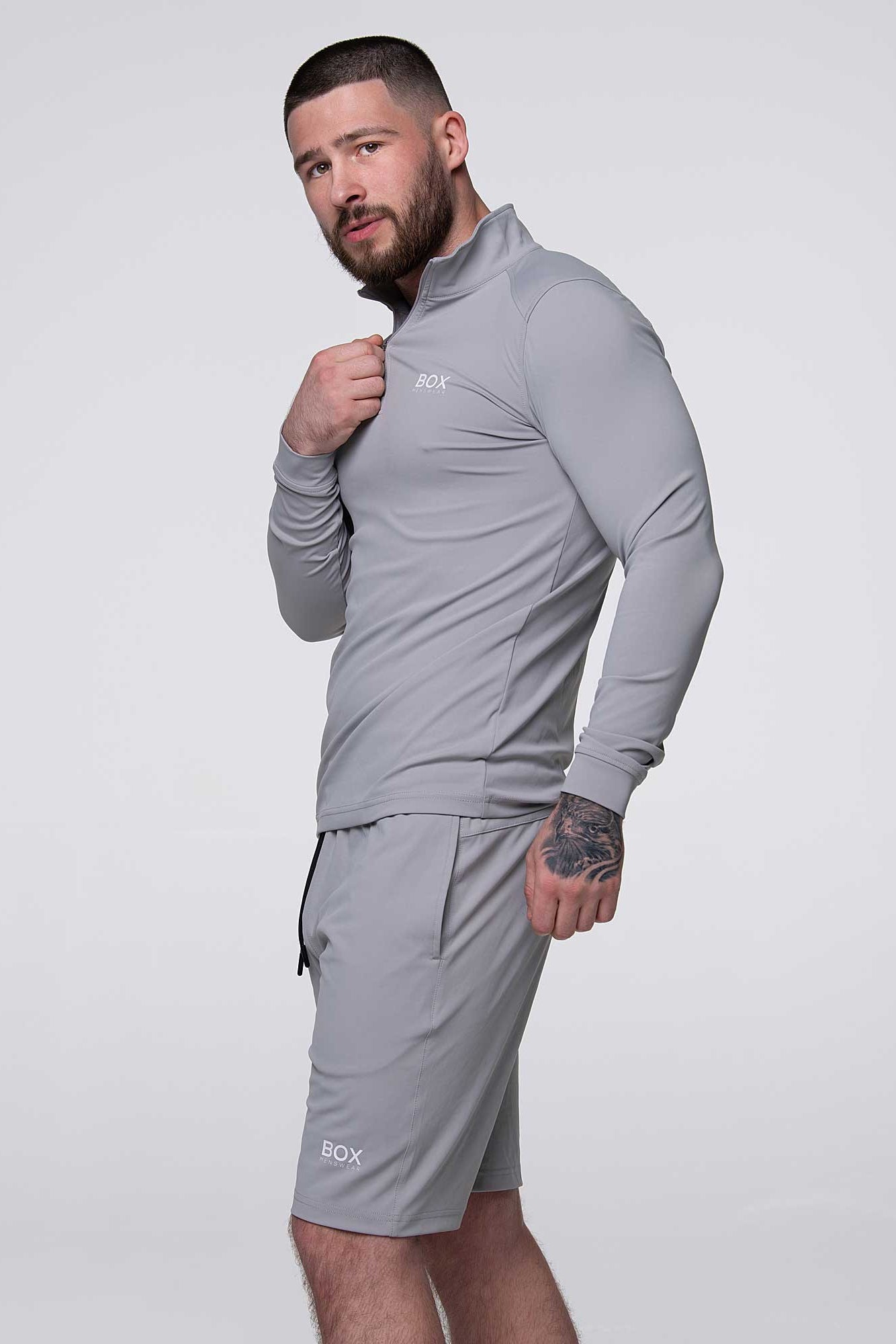 Active Panelled 1/4 Zip Jacket - Grey - boxmenswear - {{variant_title}}