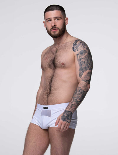 Mens Curved Mesh Boxers - White