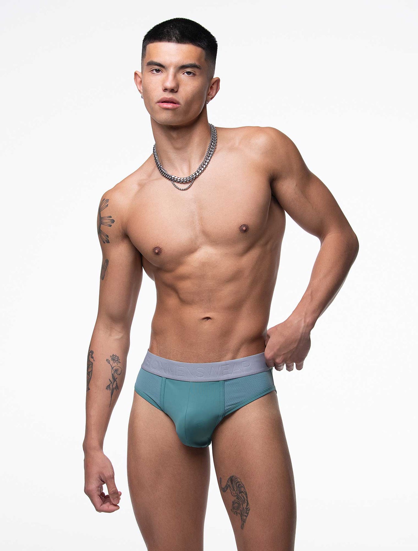 Mesh Panel Briefs - Riviera Teal