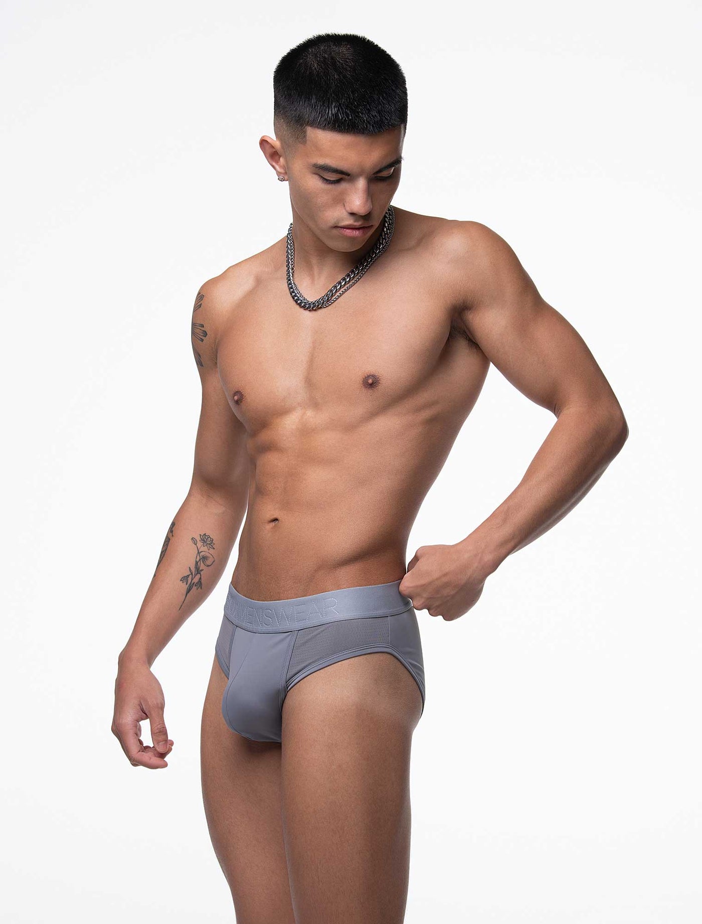 Mesh Panel Briefs - Regal Grey