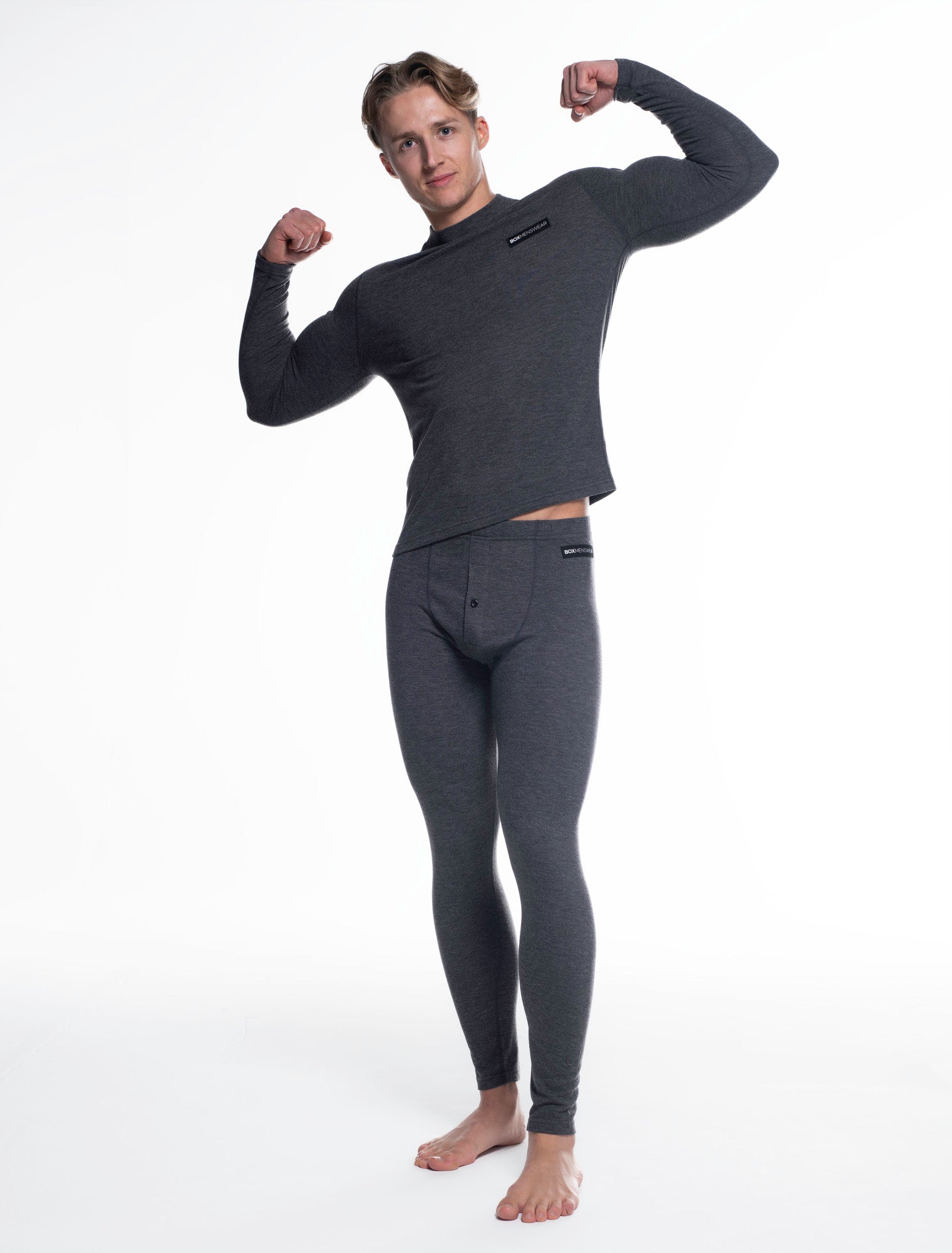 Mens Fleece Leggings Top Set Black