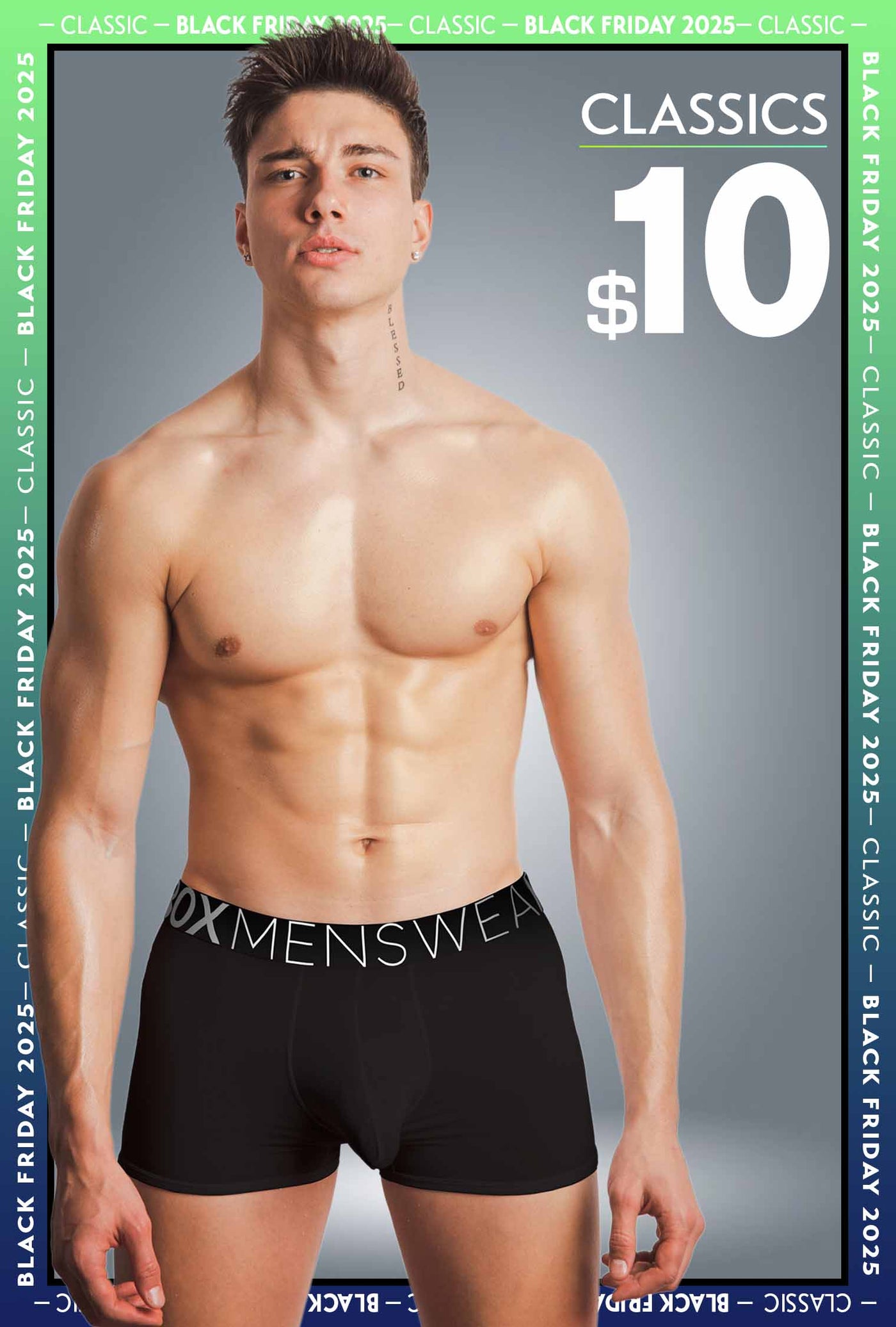 Mens Boxers: Defined Crotch - Black