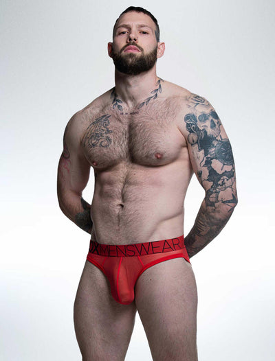 All Over Mesh Briefs - Direct Red