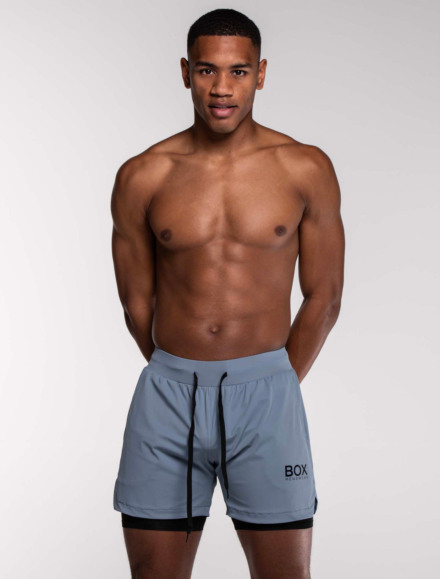 Mens Double Layer Sports Shorts - Charcoal