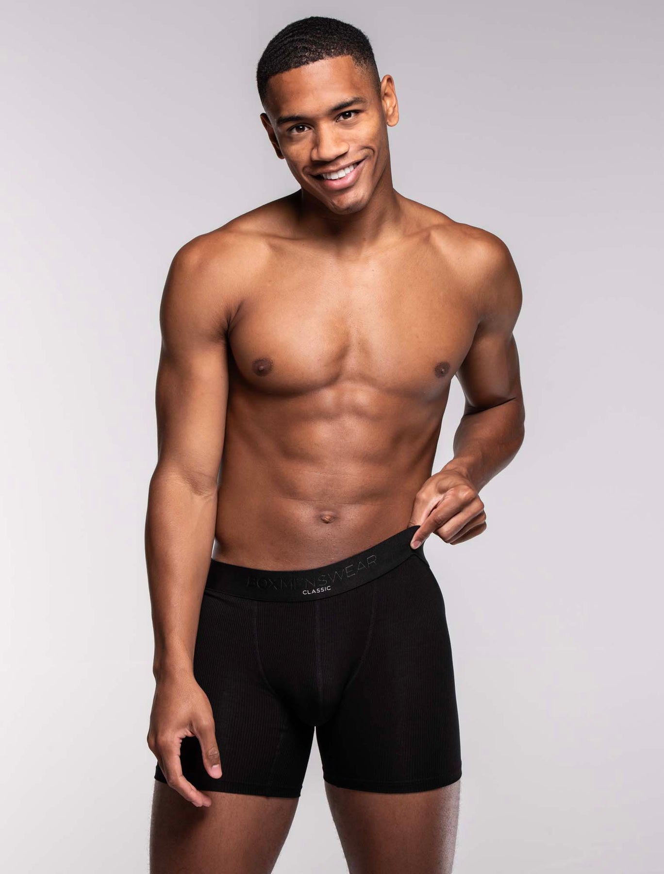 Box Menswhere Mens Classic Ribbed Boxers - Black – Box Menswear