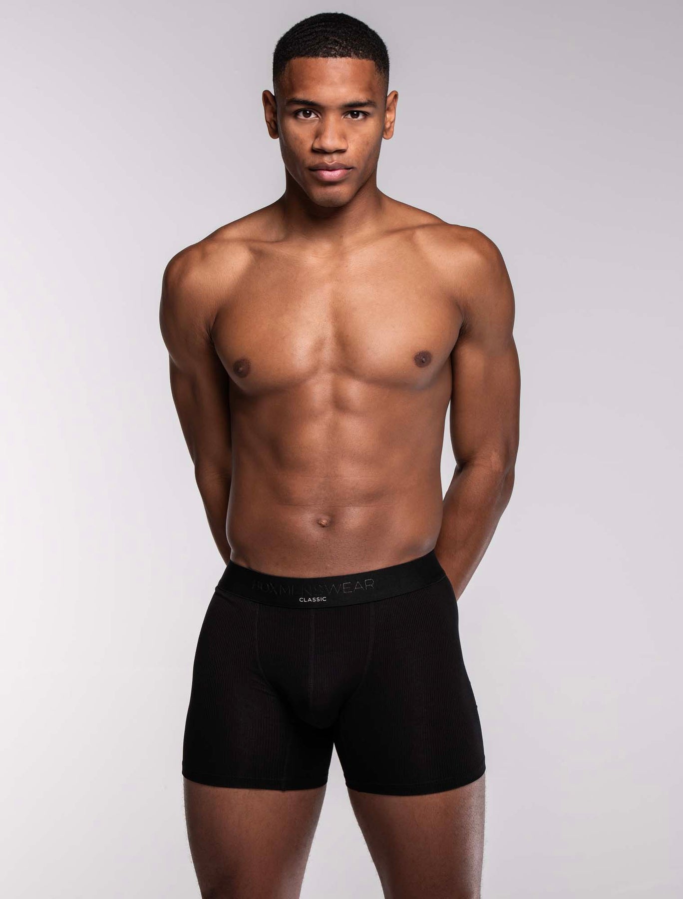 Box Menswhere Mens Classic Ribbed Boxers - Black – Box Menswear