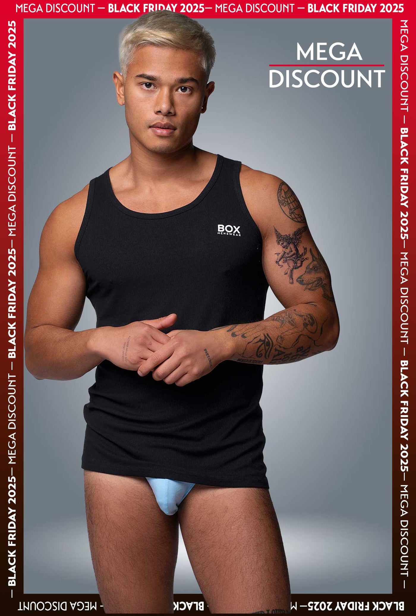 Mens Essential Ribbed Vest - Black