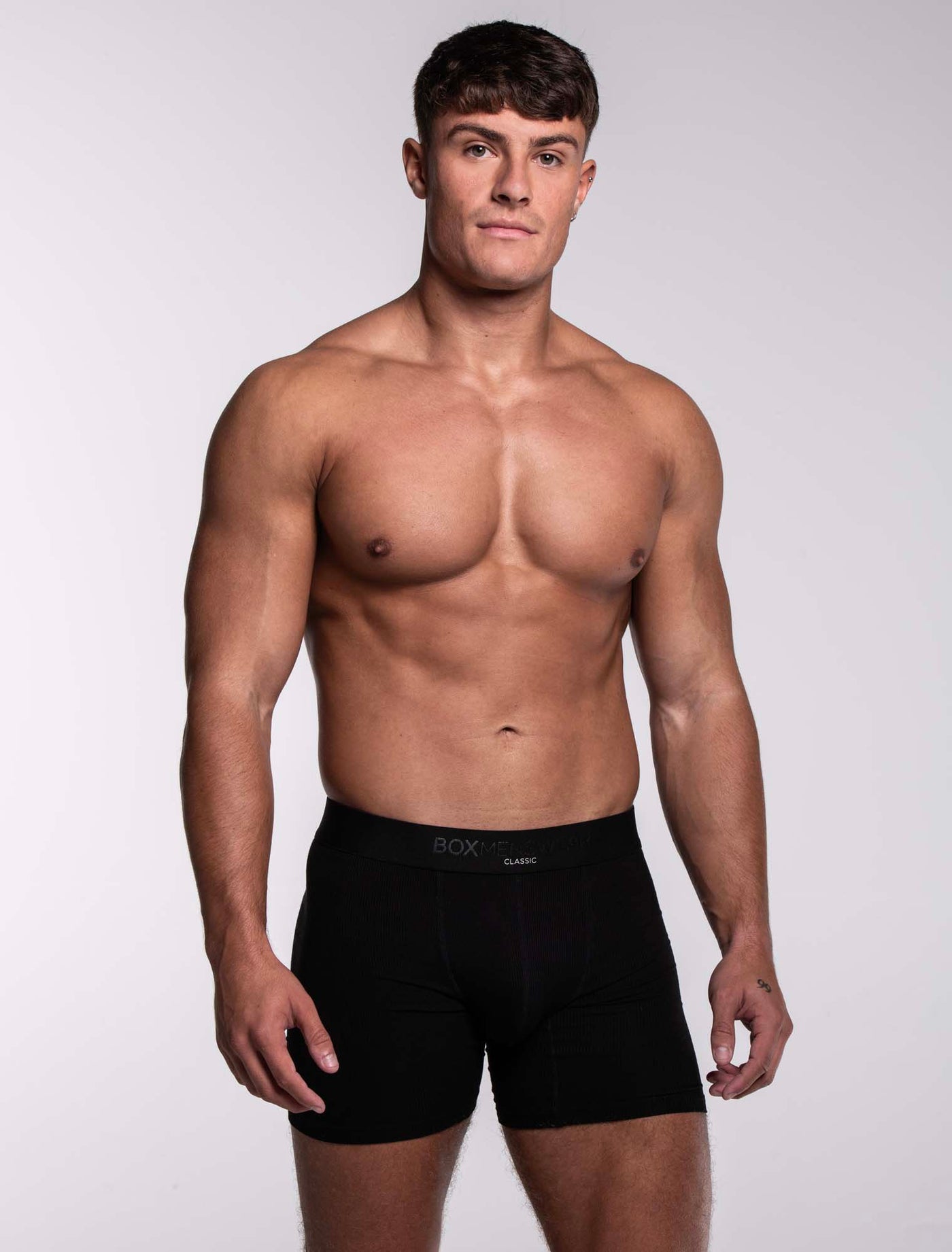Box Menswhere Mens Classic Ribbed Boxers - Black – Box Menswear