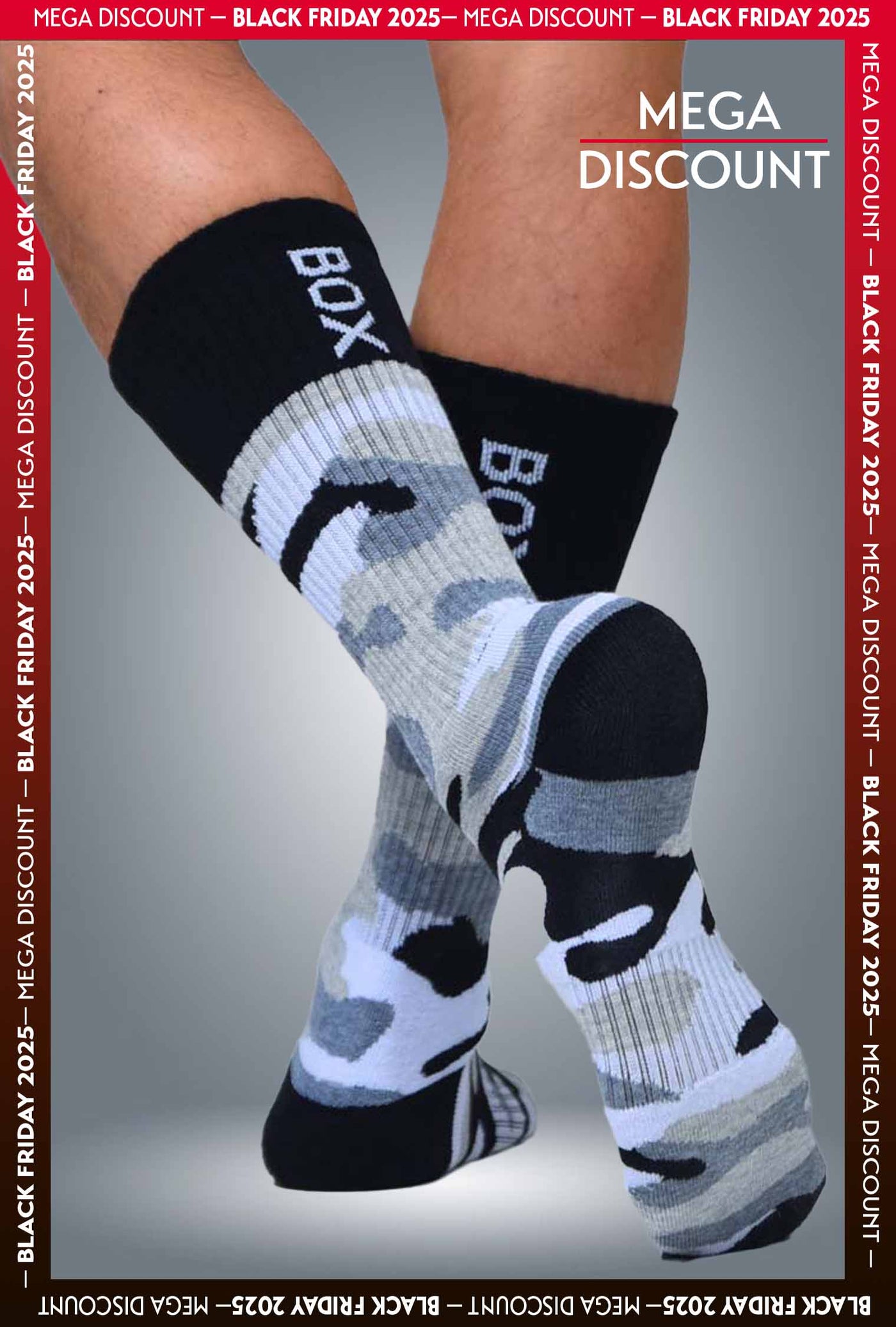 Box Sports Socks - Greyscale Camo