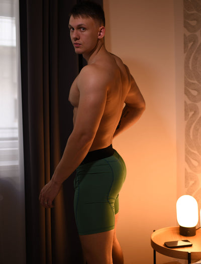 Defined Behind: Compression Shorts - Green Sheen