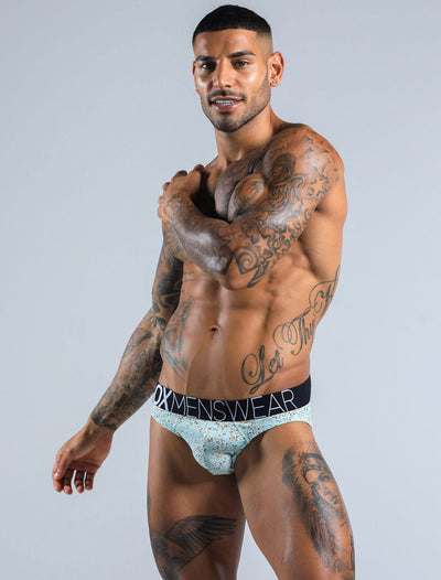 Mens Speckled Briefs - Duck Egg Blue