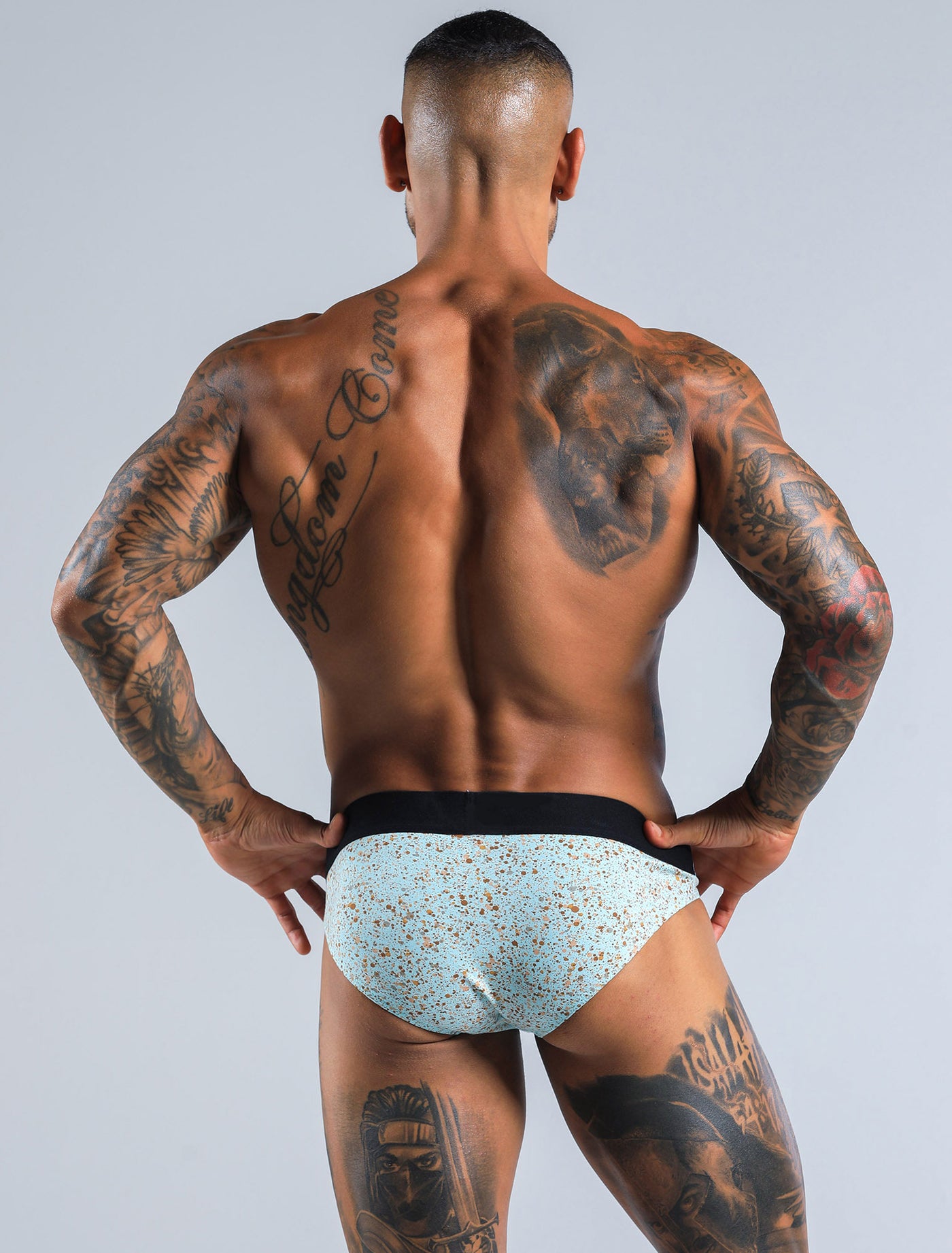 Mens Speckled Briefs - Duck Egg Blue