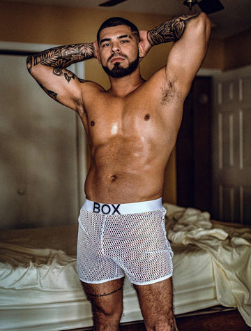 Sexy Mens Stretch Underwear Transparent Mesh See Through Boxer Briefs  Shorts 