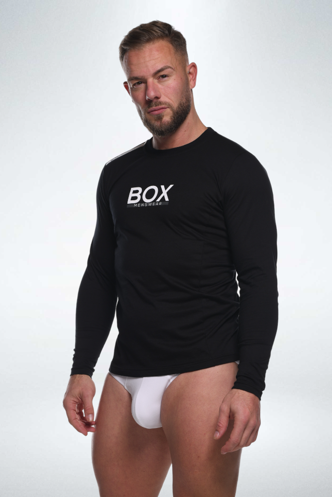 Mens Long Sleeve T-Shirt: Dynamic Fit - Classic Black - boxmenswear - {{variant_title}}