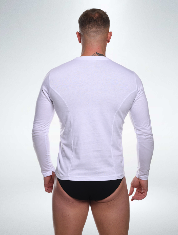Mens Long Sleeve T-Shirt: Dynamic Fit - Classic White