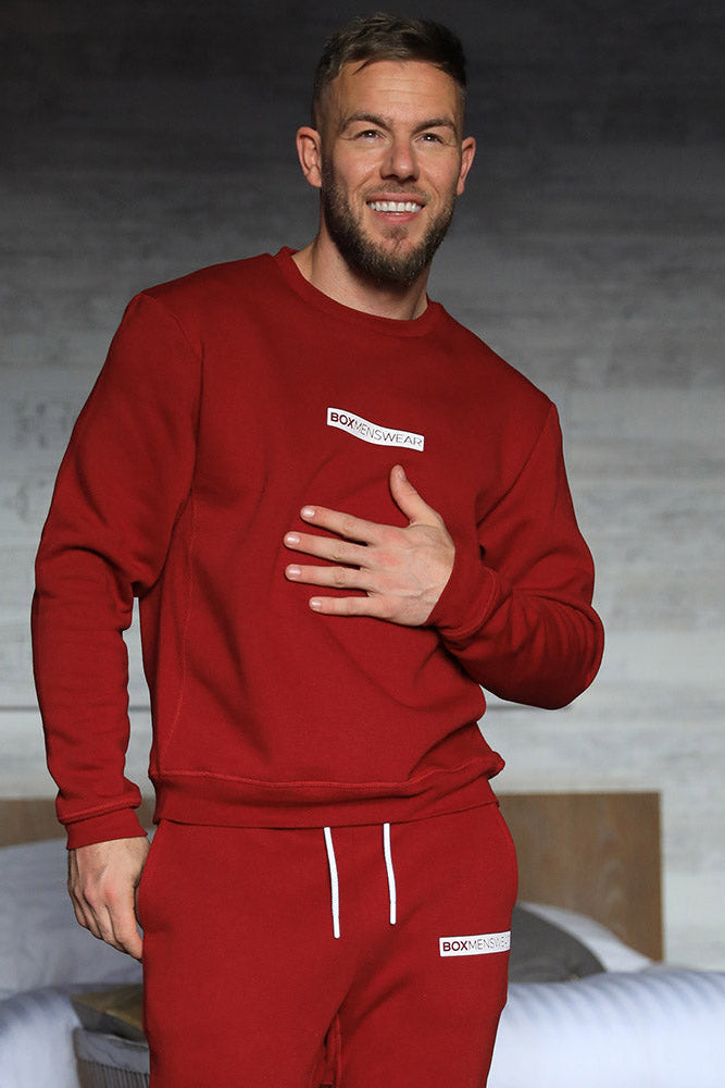 Comfort Fit: Crew Neck - Dark Red - boxmenswear - {{variant_title}}