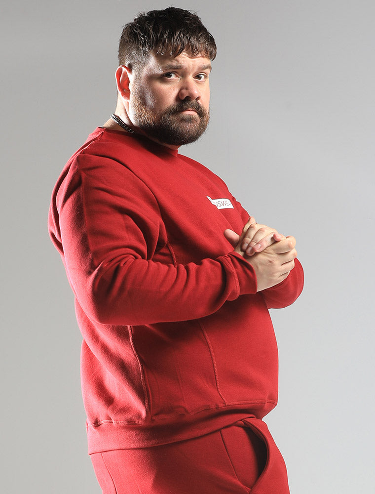 Comfort Fit: Crew Neck - Dark Red - boxmenswear - {{variant_title}}